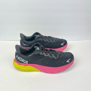 Hoka One One Arahi 6 Womens 8.5B Shoes Black Pink Running Gym 1123195 BPYR